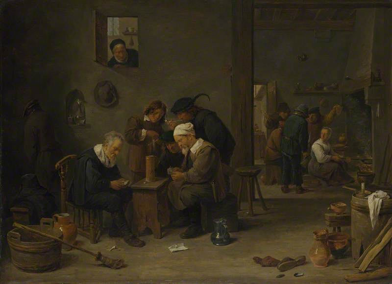 Two Men Playing Cards In The Kitchen Of An Inn — David Teniers The Younger
