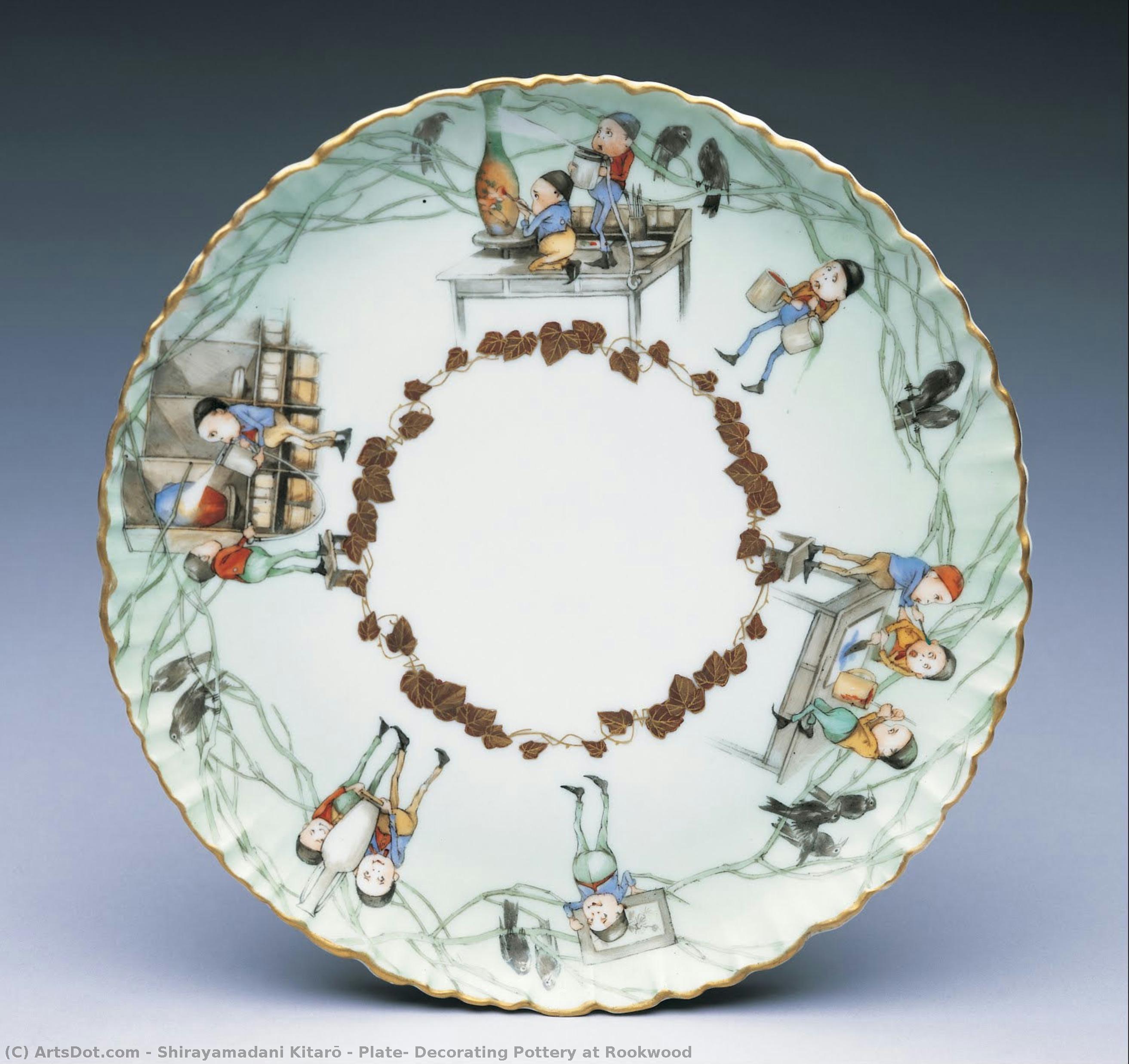 Plate: Decorating Pottery At Rookwood — Shirayamadani Kitarō