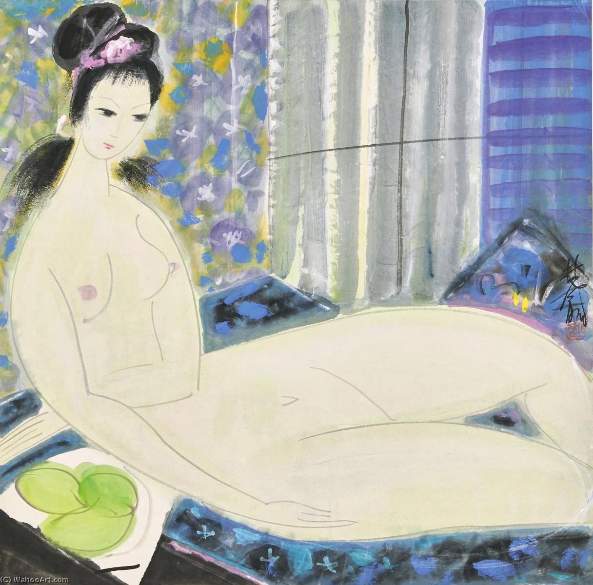 Nude Model By The Window — Lin Fengmian Flying Geese Over The Lotus Pond