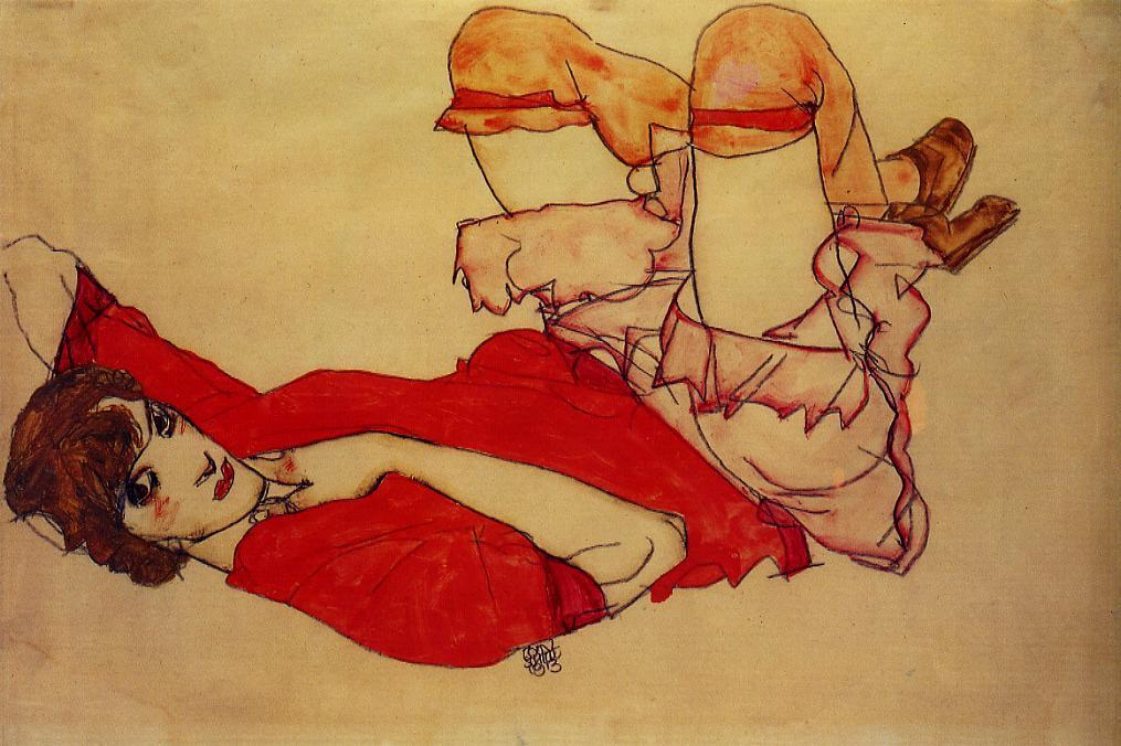 Wally With A Red Blouse — Шиле