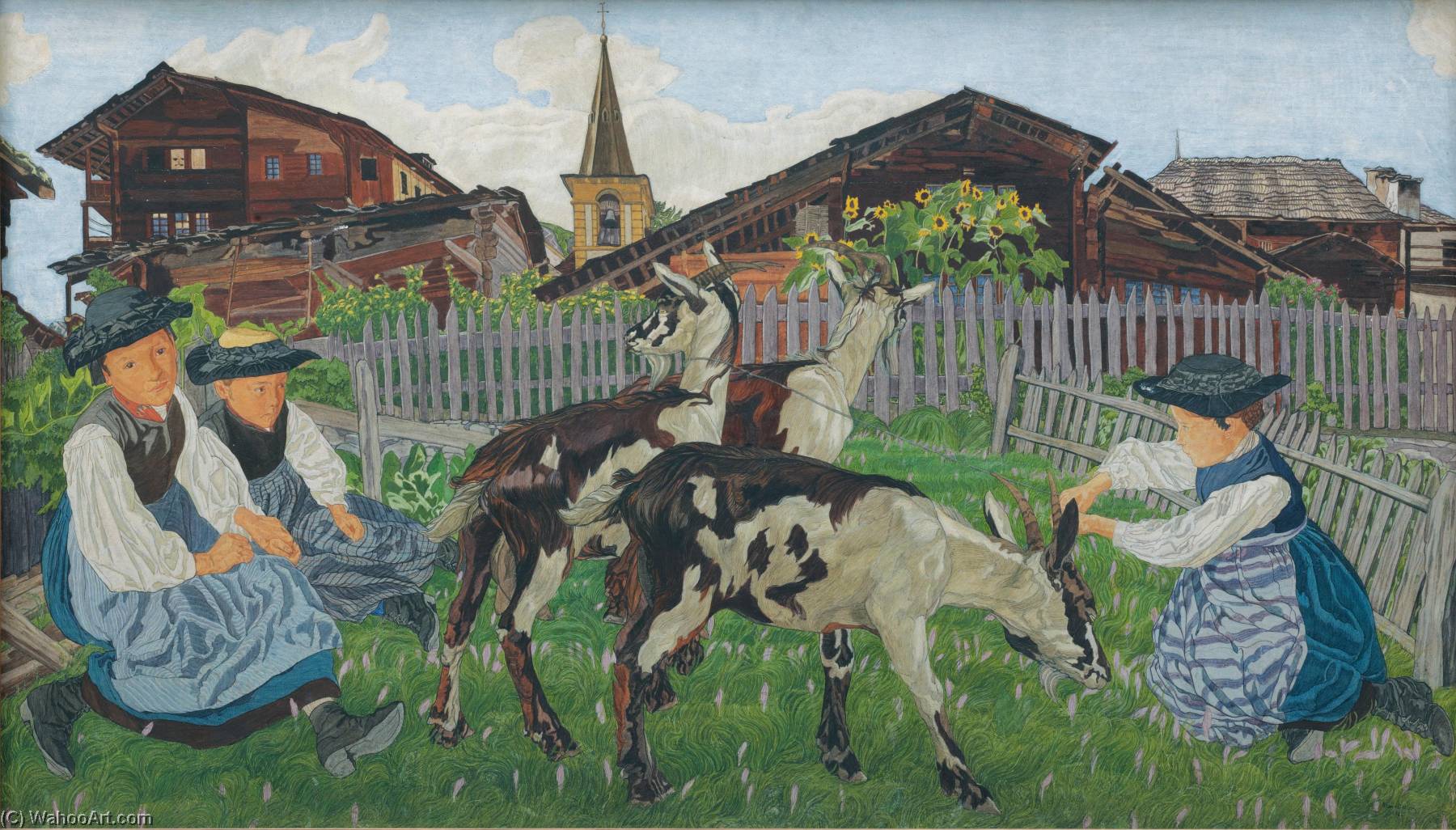 Jeunes Valaisannes Au Parc Aux Chèvres, 1911 Girls From The Valais At The Goat Park , 1911 — Raphy Dallèves