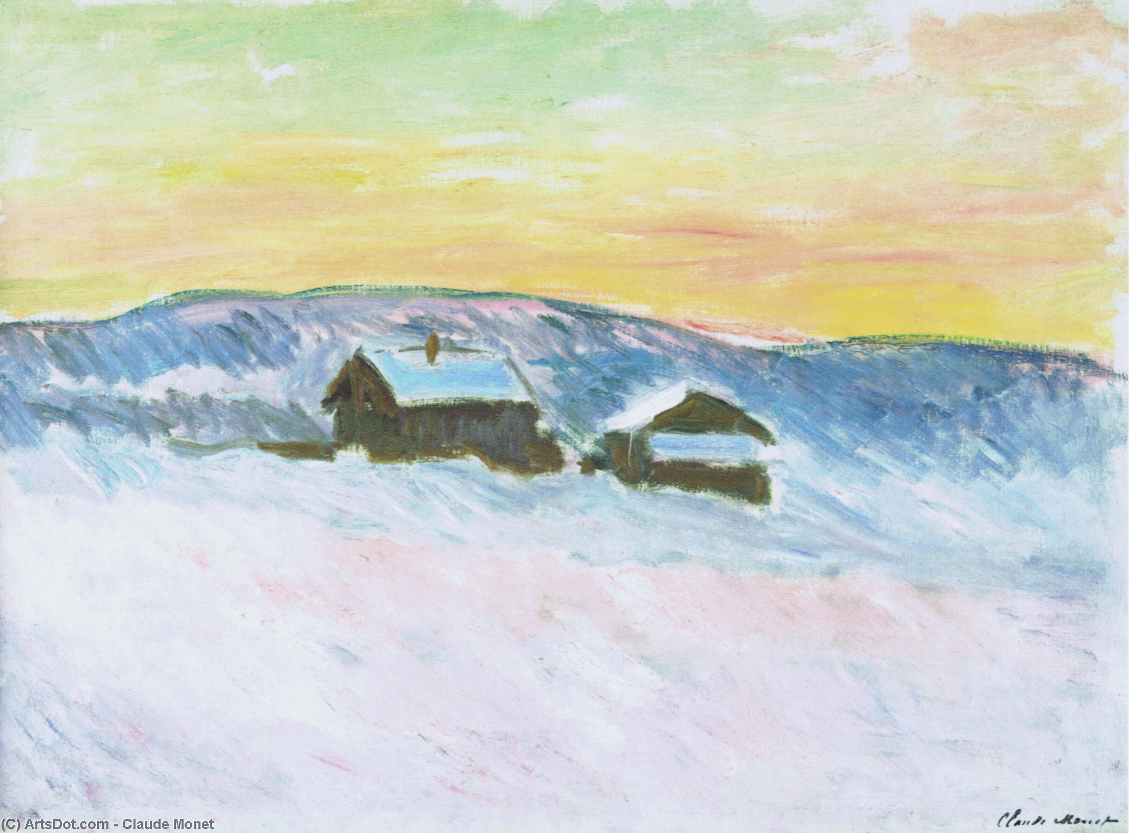 Paisaje De Noruega, Las Casas Azules — Claude Monet