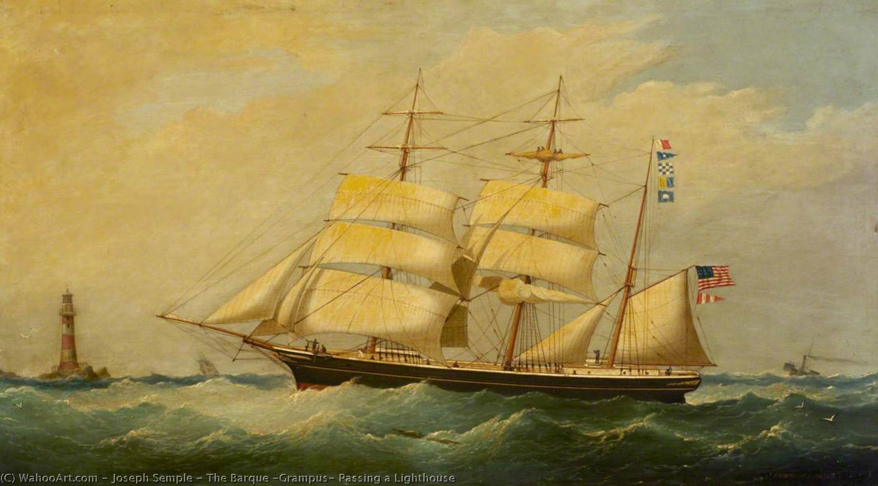 The Barque 'grampus' Passing A Lighthouse — Joseph Semple