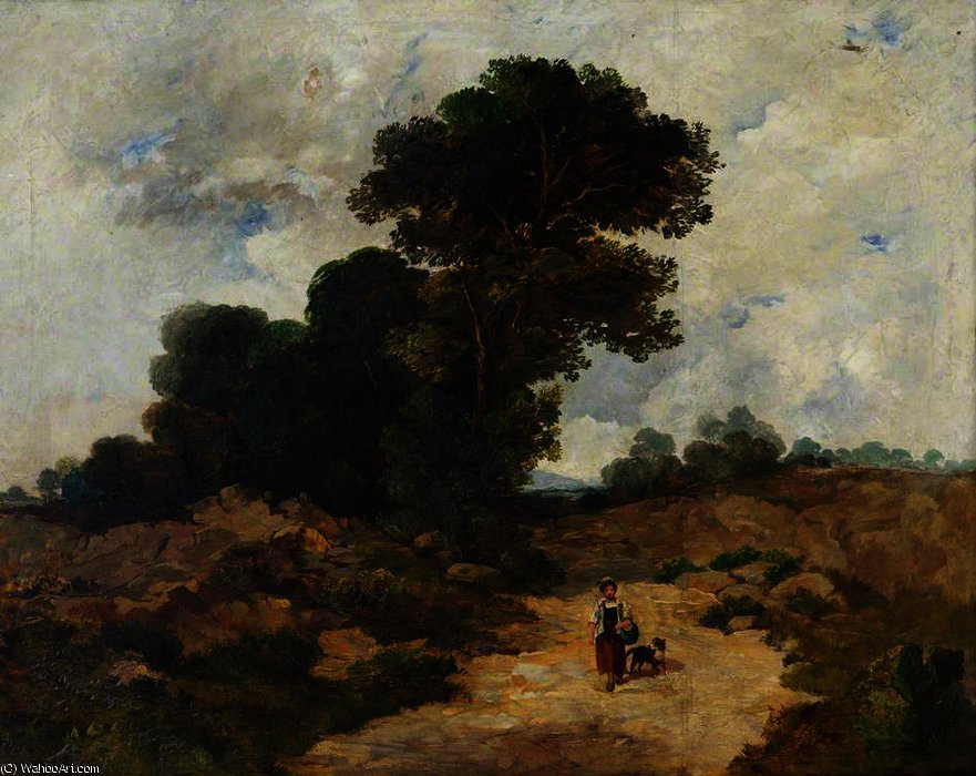 Landscape With Figure Of A Woman And A Dog — Vilijam Džejms Müller
