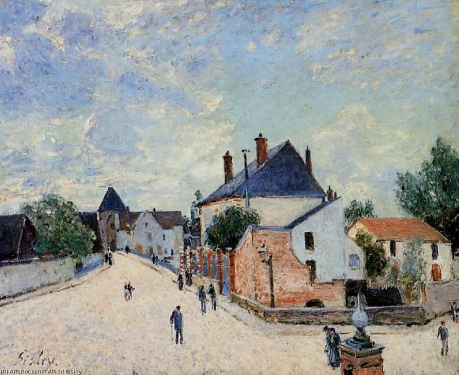 Street In Moret(porte De Bourgogne From Across The Bridge) — Alfrēd Sislē