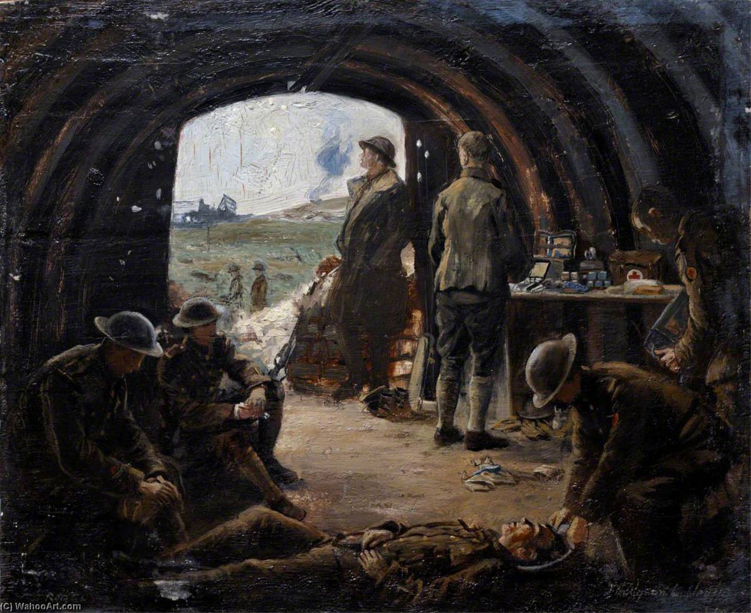 Dugouts In The Railway Embankment, Near Le Cateau — John Hodgson Lobley
