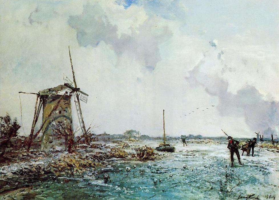 Skaters In Holland — Johan Barthold Jongkind
