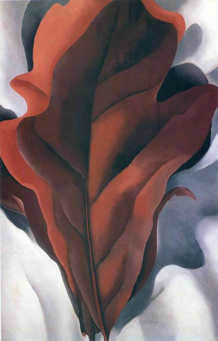 Large Dark Red Leaves On White — Georgia O'keeffe
