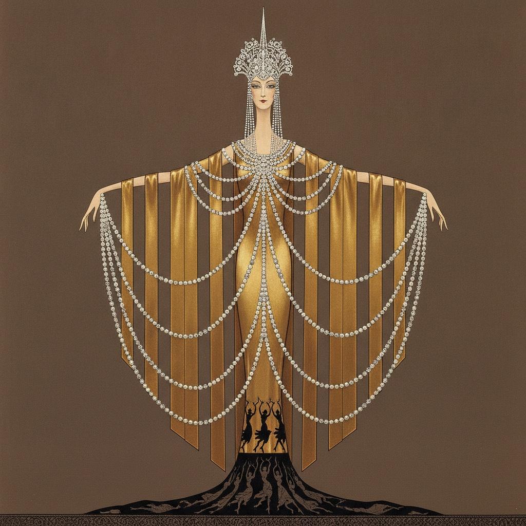 Drapeado Dorado Y Cascadas De Perlas En Bronce — Valentin Laurent De Courcey
