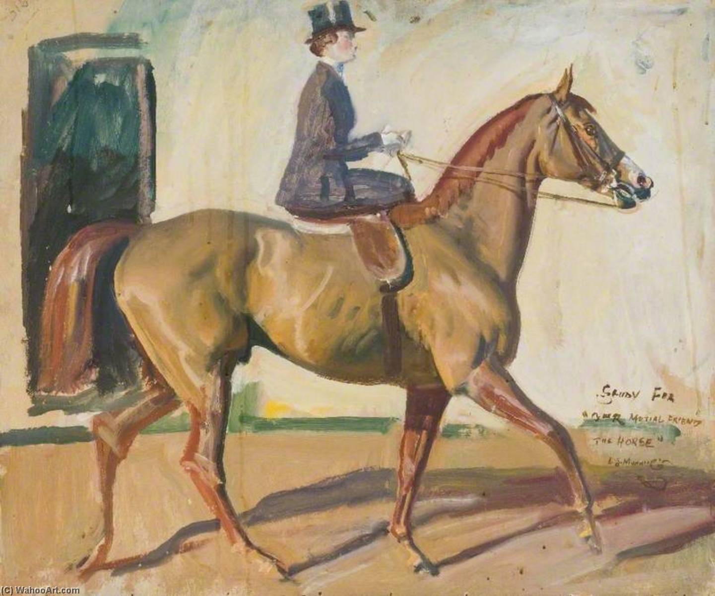 Studie Zu 'unser Gemeinsamer Freund Das Pferd', Lady Munnings Auf 'rufus' — Sir Alfred James Munnings