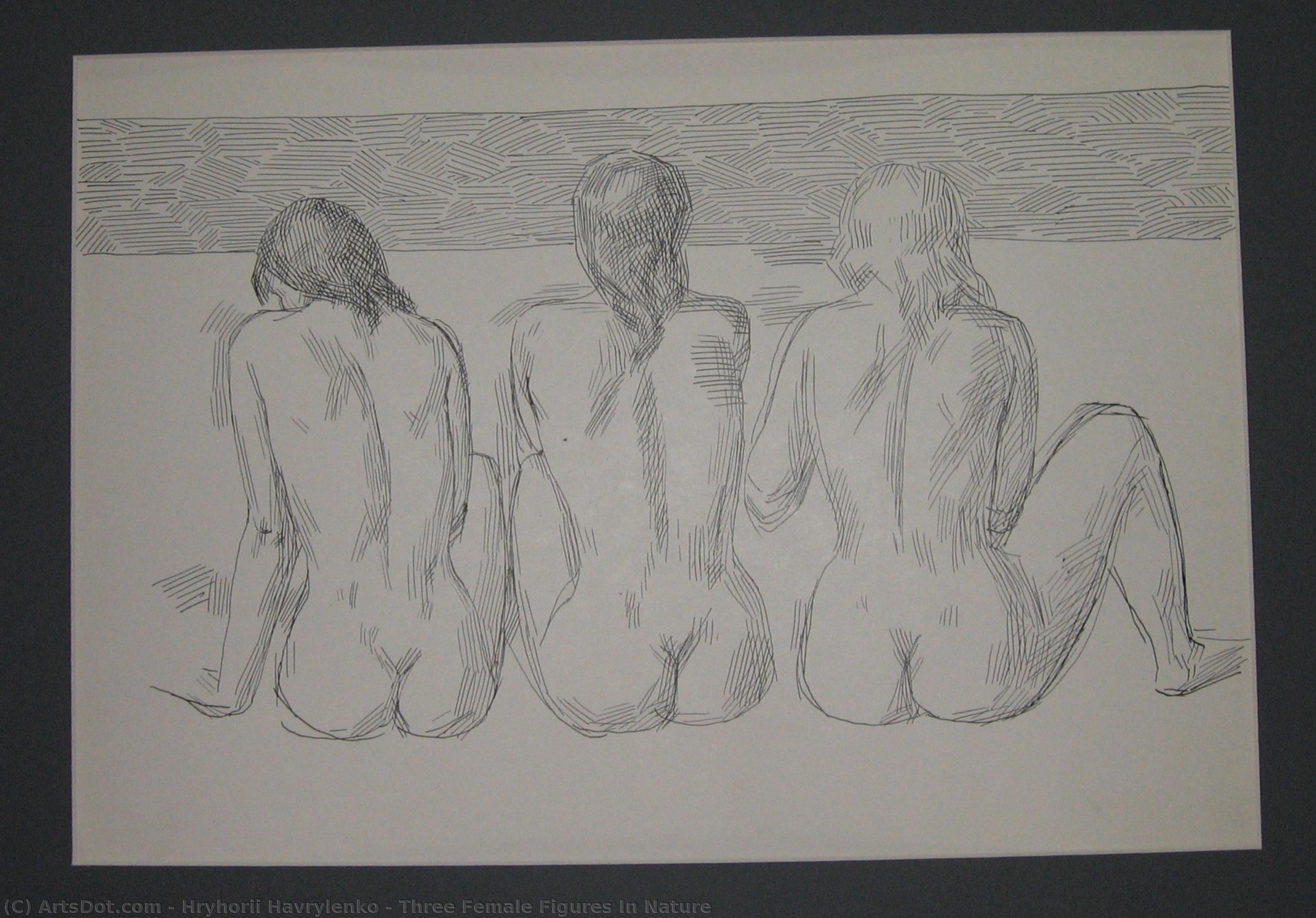 Three Female Figures In Nature — Hryhorii Havrylenko