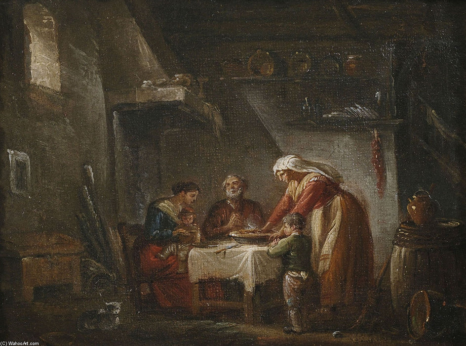 Kücheninterieur Mit Einer Familie — Jean Baptiste Lallemand