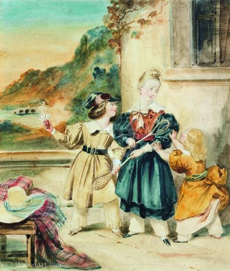 Enfants Jouant Au Badmongton — Achille Jacques Jean Marie Devéria