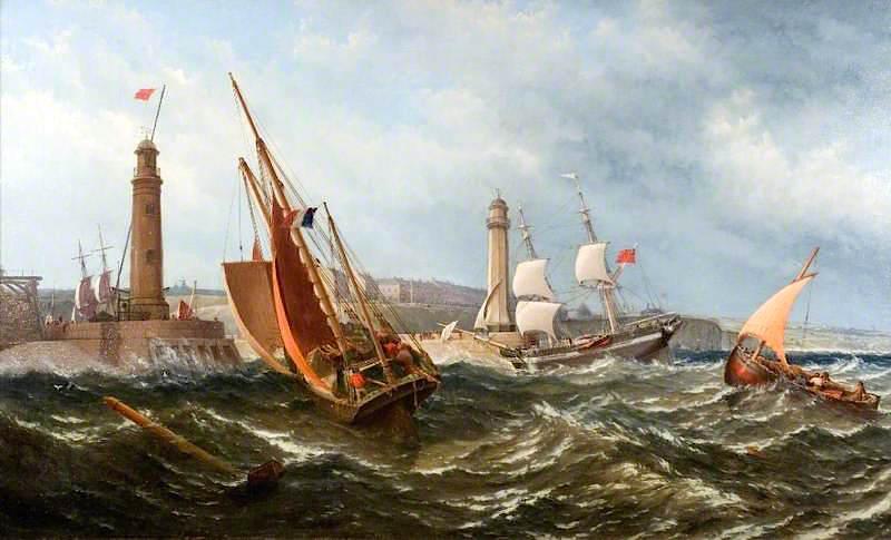Entrance To Sunderland Harbour In A North East Gale — Stuart Henry Bell