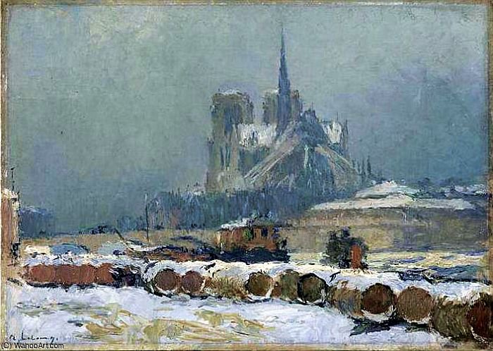 Notre Dame De Paris Par Temps De Neige — Albert-charles Lebourg