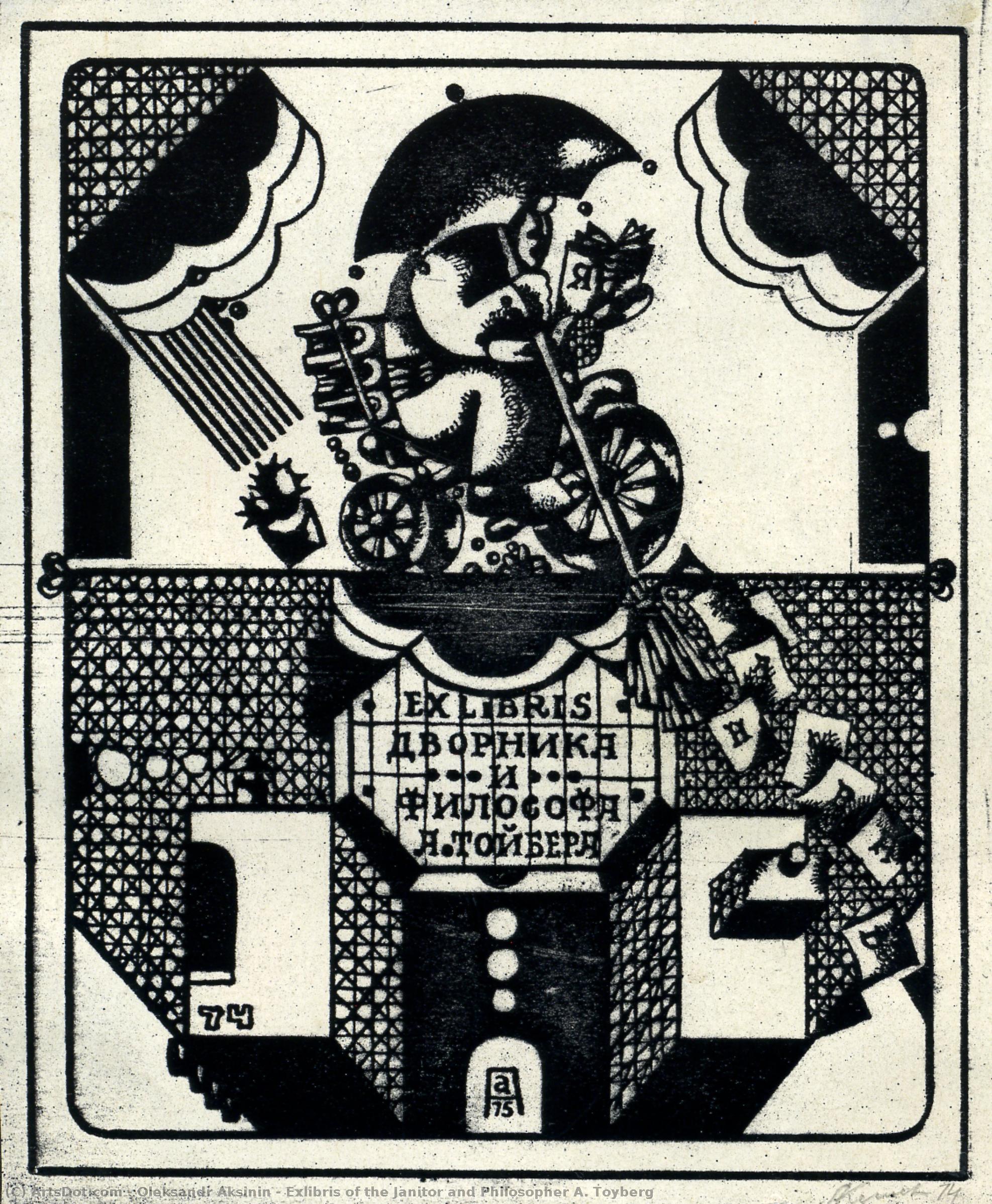 Exlibris Of The Janitor And Philosopher A. Toyberg — Oleksandr Aksinin
