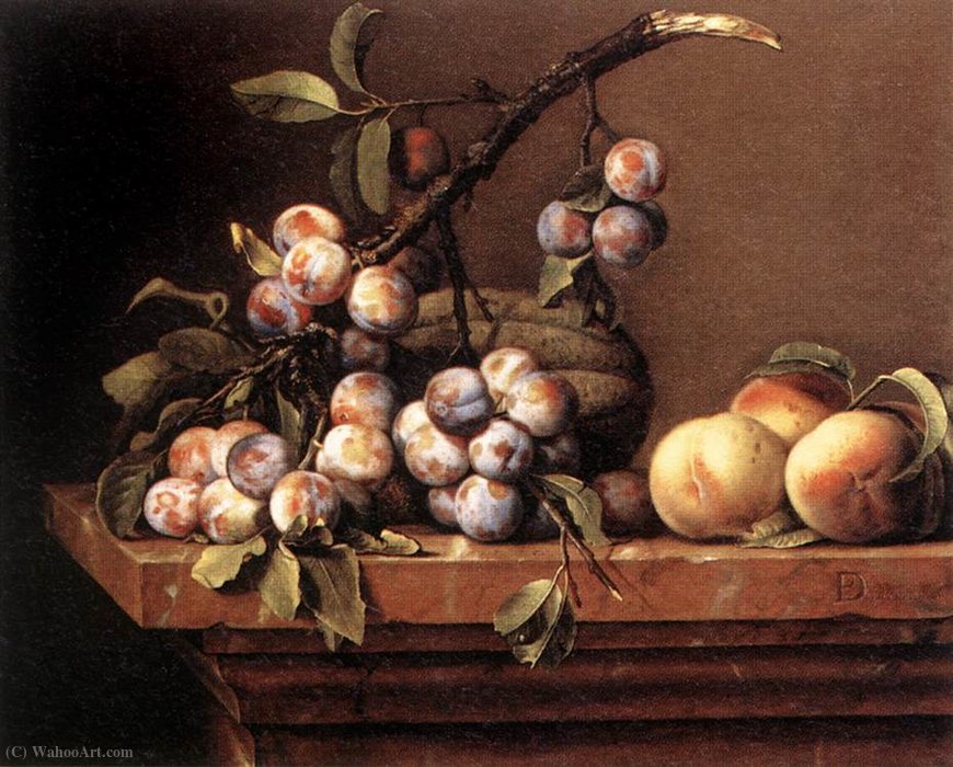 Plums And Peaches On A Table — Pierre Dupuys