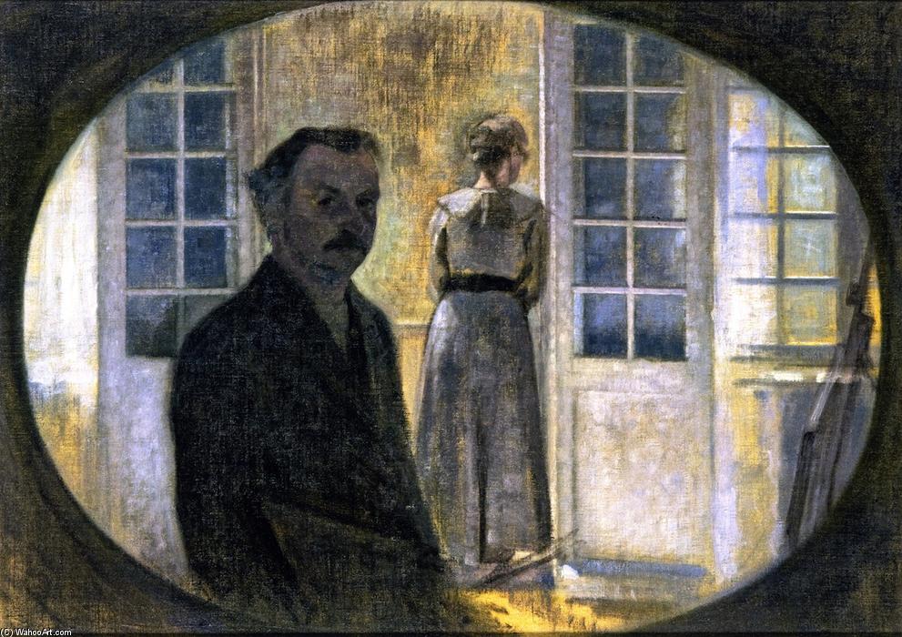 Double Portrait Of The Artist And His Wife, Seen Through A Mirror, The Cottage Spurveskjul — Vilhelm (hammershøi)hammershoi