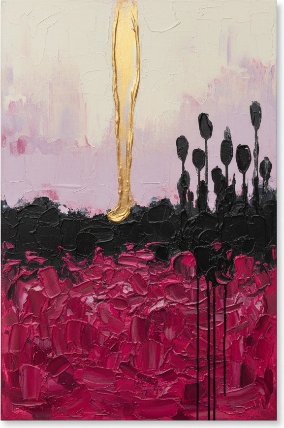 Gilded Monolith Over Crimson Tides: A Singular Vision Of Ethereal Tension — Christian Noiret