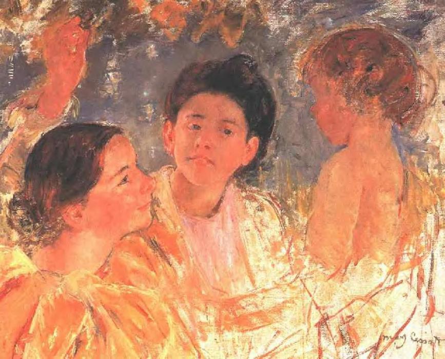 Two Young Girls With A Child — Mary Stevenson Cassatt