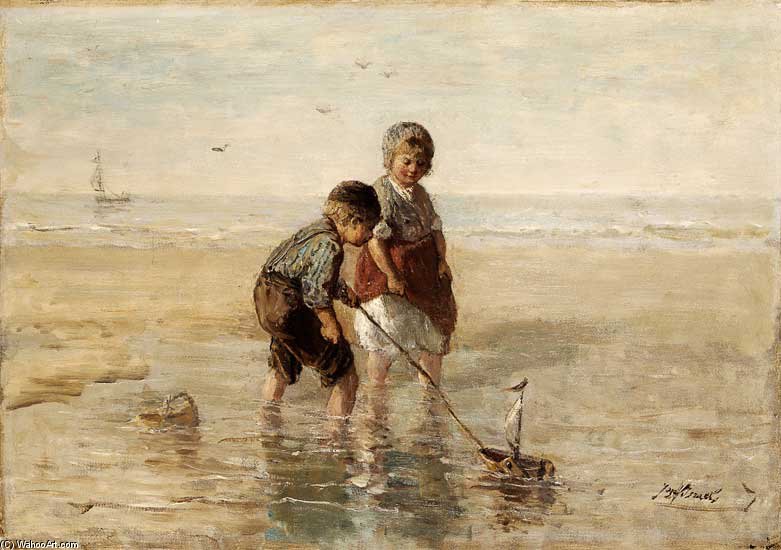 Children Playing By The Seaside — Jozef Israëls
