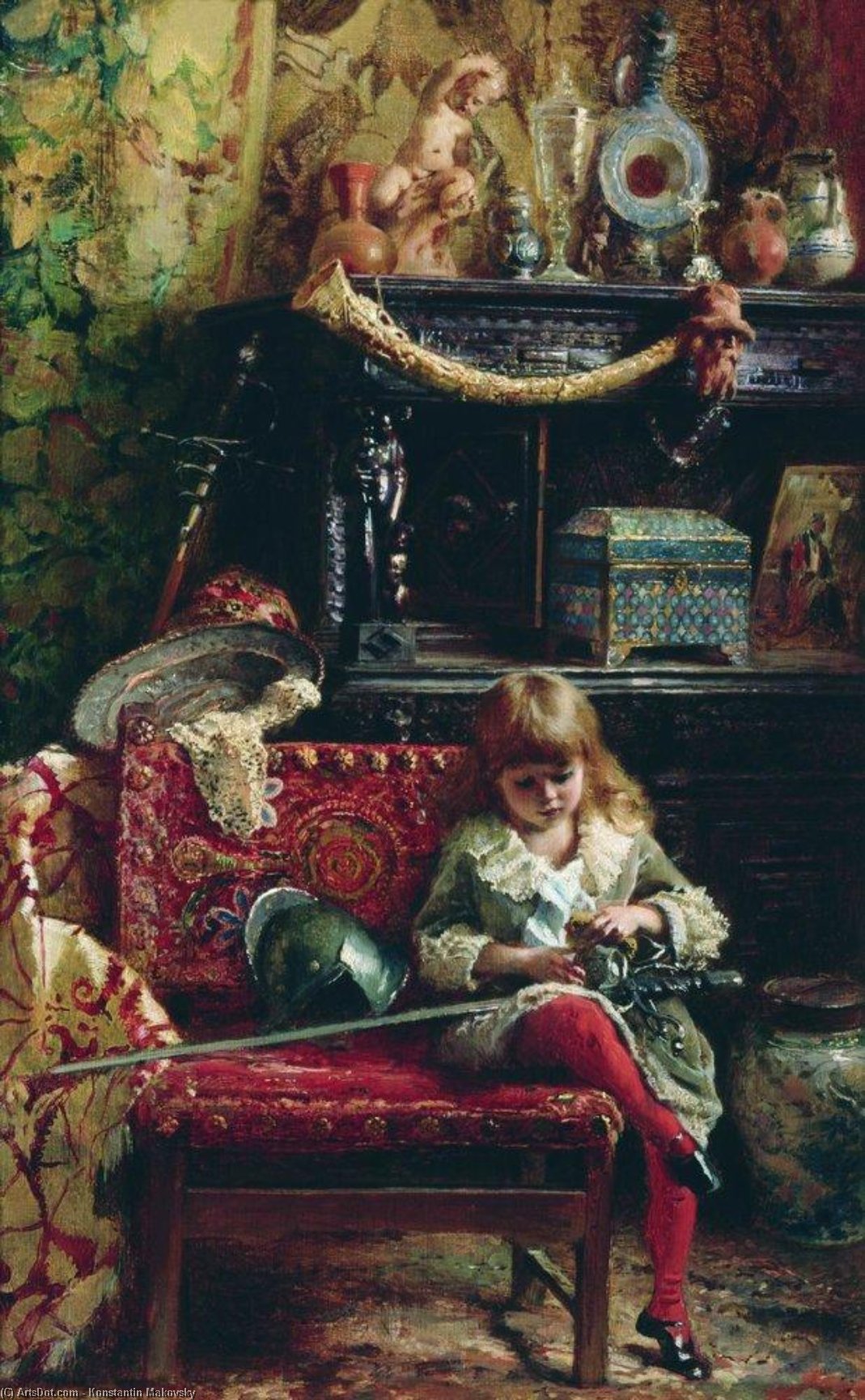 Portrait Of The Son In Workshop (small Antique Dealer) — Konstantin Yegorovich Makovsky