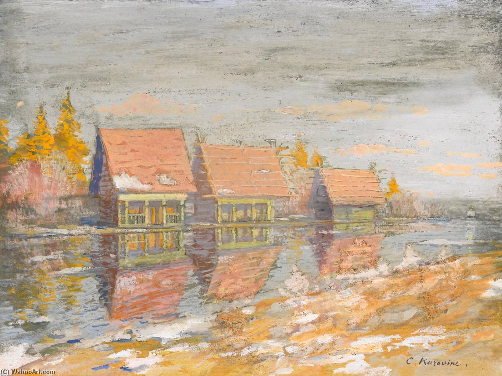 Dachas On The River Bank — Konstantin Alexeievitch Korovin
