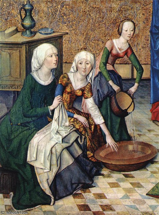 Birth Of Mary (detail) — Master Of The Life Of The Virgin