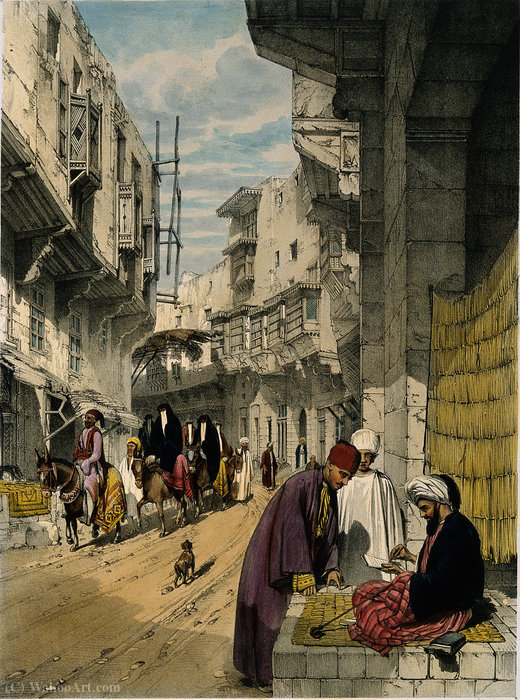 A Street Scene In Cairo With A Street Seller At Work — John Cooke Bourne