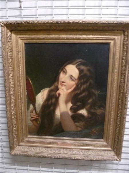 Jeune Fille Tenant Un Miroir — Joseph Désiré Court