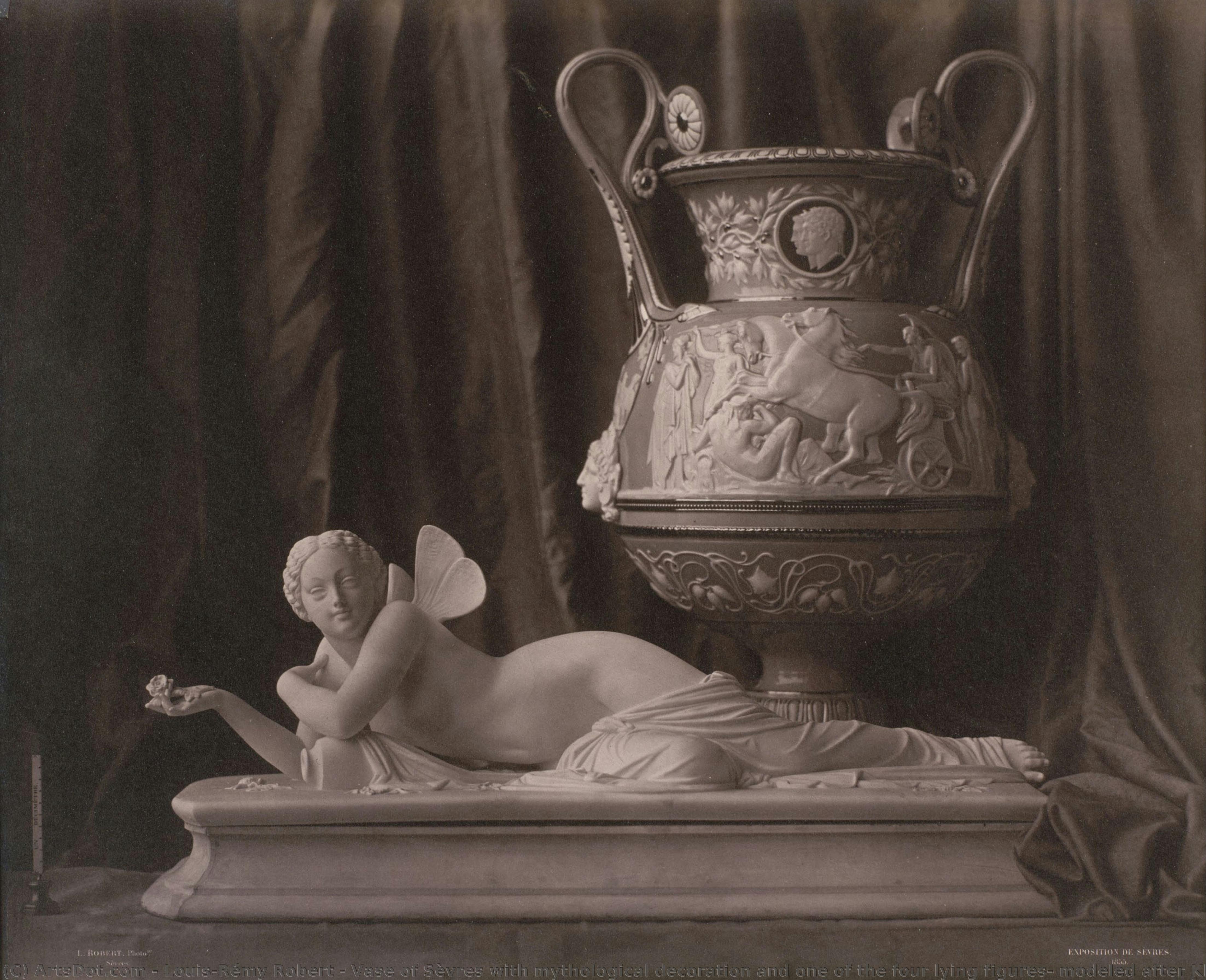 Vase Of Sèvres With Mythological Decoration And One Of The Four Lying Figures, Modeled After Klagmann — Louis-rémy Robert