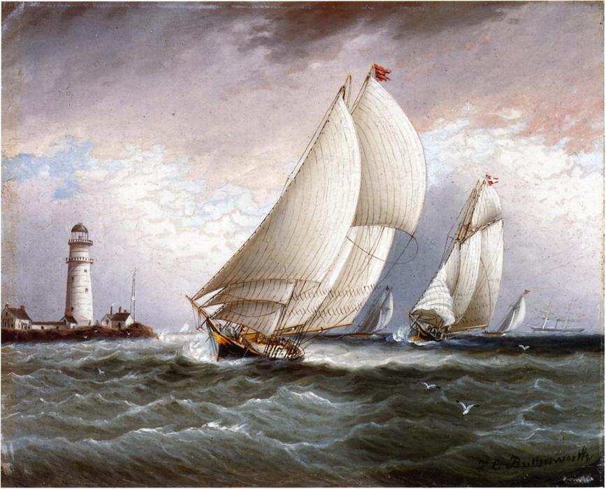 Yacht Race Near Lighthouse — James Edward Buttersworth