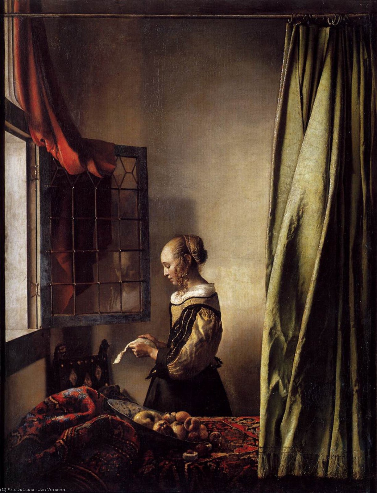 Mädchen Vor Offenem Fenster Beim Lesen Eines Briefes — Johannes Vermeer