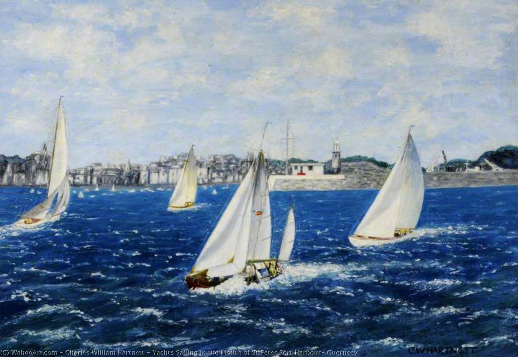 Yachts Sailing In The Mouth Of St Peter Port Harbour, Guernsey — Charles William Hartnett