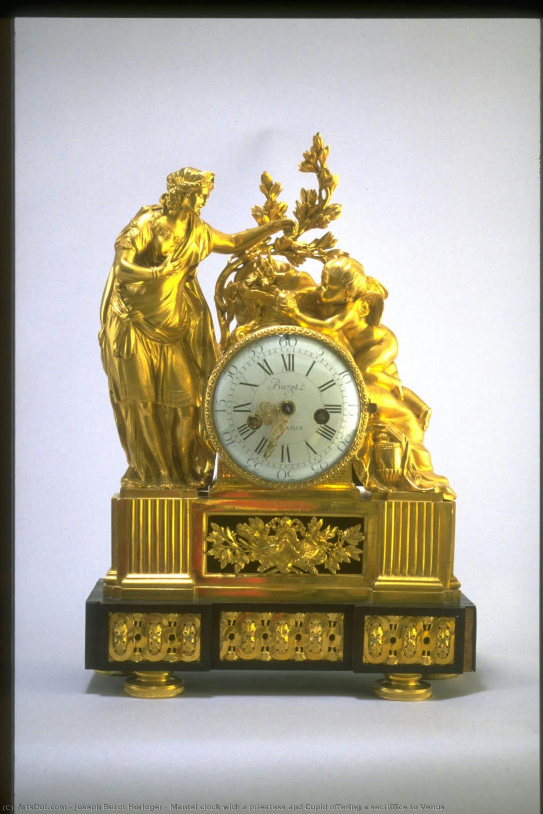 Mantel Clock With A Priestess And Cupid Offering A Sacriffice To Venus — Joseph Buzot Horloger