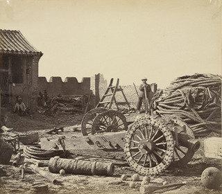 Interior Of Pehtang Fort Showing The Magazine And Wooden Gun — Felice Beato