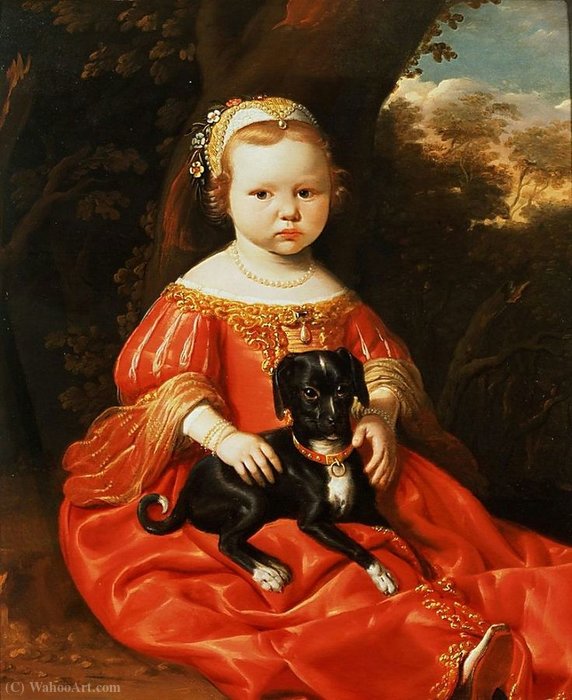 Portrait Of A Girl With A Dog — Jacob Gerritszoon Cuyp