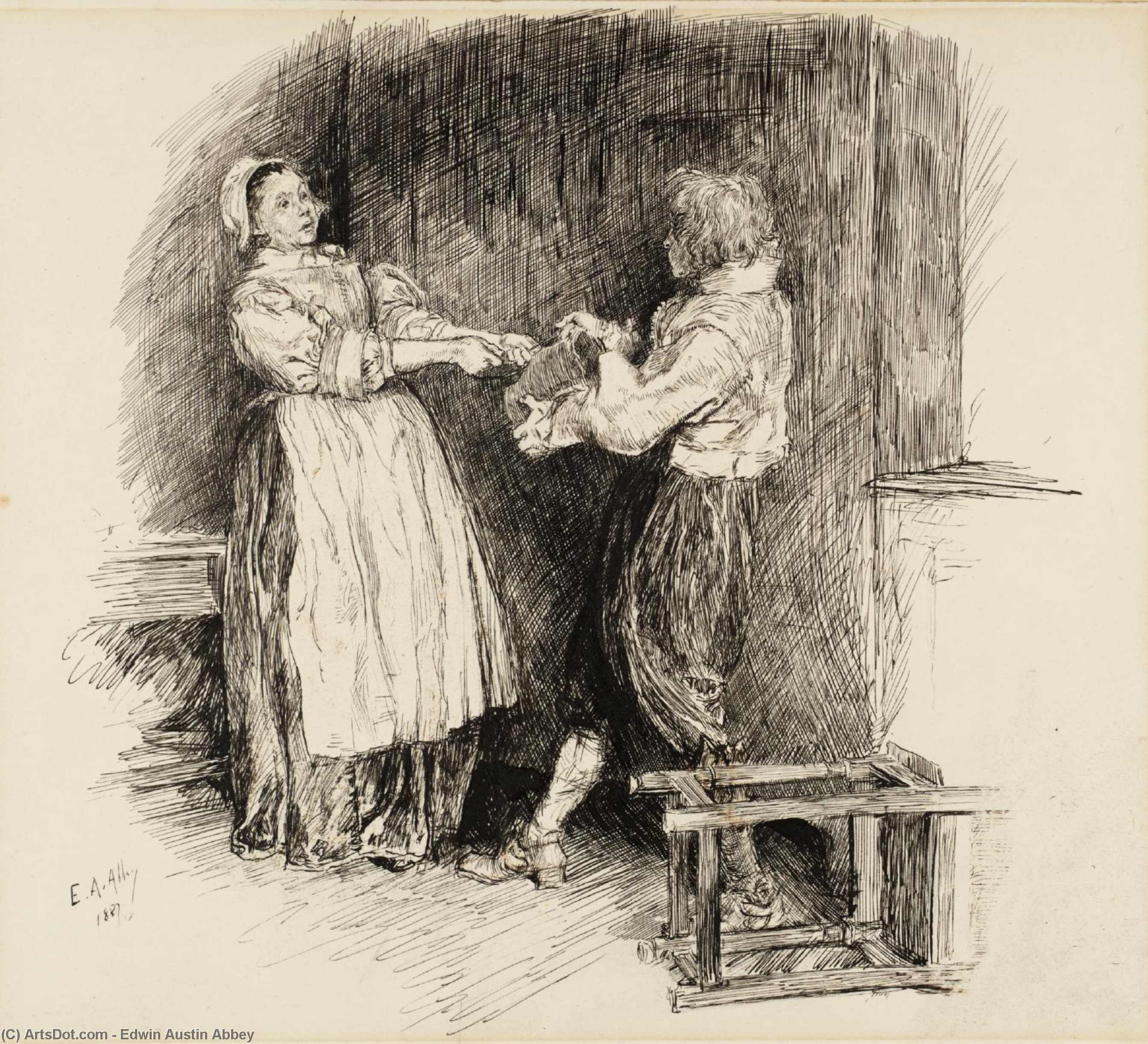 Illustration To `the Leather Bottel' — Edwin Austin Abbey