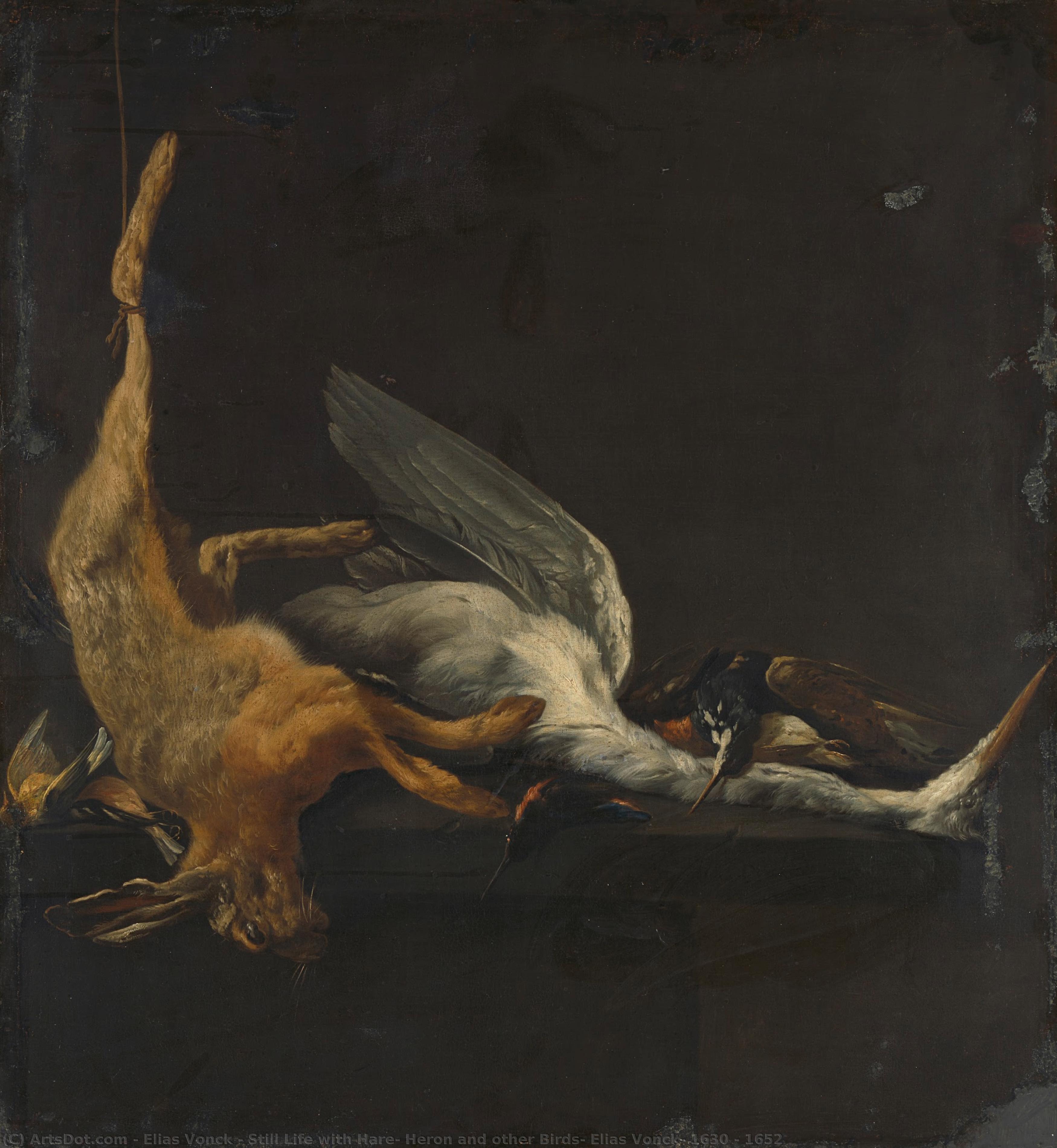 Still Life With Hare, Heron And Other Birds, Elias Vonck, 1630 - 1652 — Elias Vonck