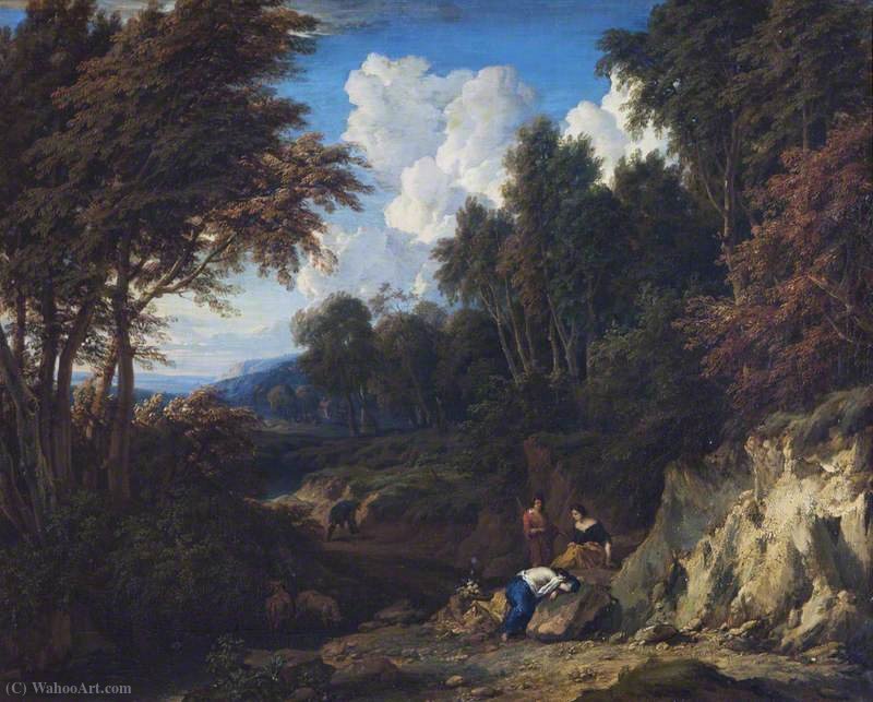 A Valley Landscape With A Grieving Woman And Companions — Jan Baptist Huysmans