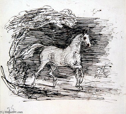 A Grey Horse Trotting Out Of A Wood — Sir Francis Grant