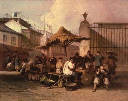 A Group Of Chinese Eating Outside Church Of San — George Chinnery