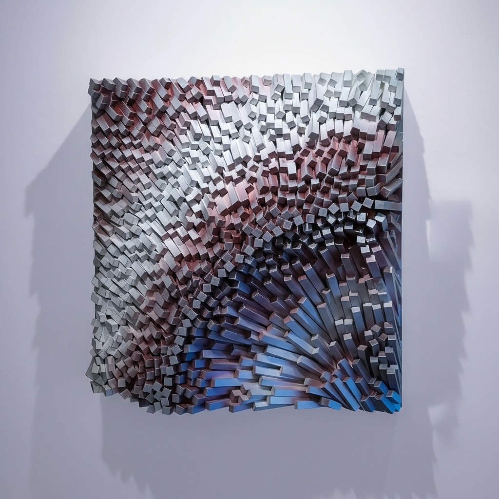 Dynamic Metal Wave Wall Sculpture - 70x100cm