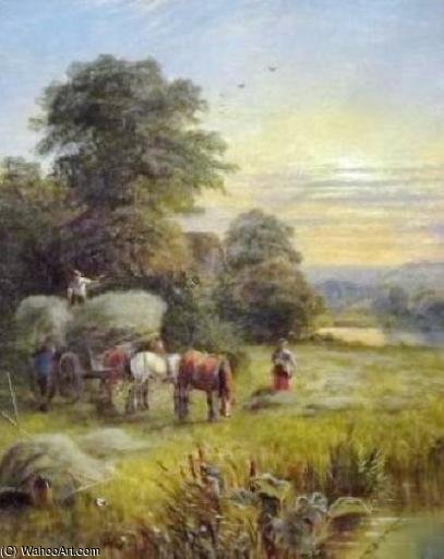 Hurrying The Hay In A River Meadow — Alfred I Glendening