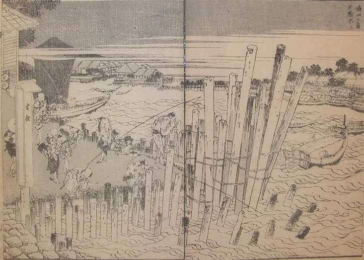 Die Stille Der Felsen Und Das Abendlicht Über Choshi — Katsushika Hokusai