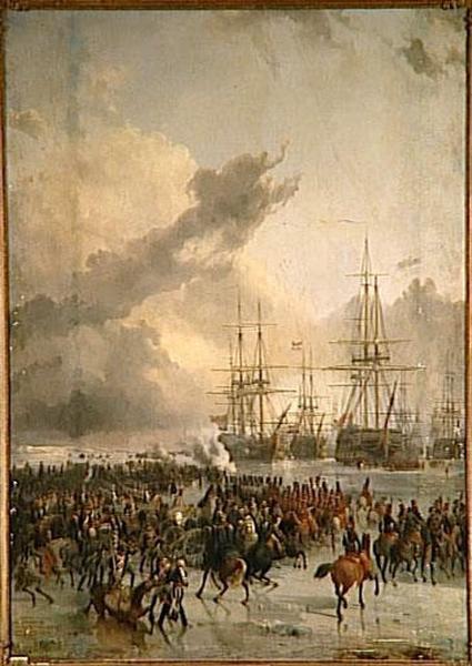 La Cavalerie Francaise Prend La Flotte Batave Arretee Par Les Glaces Dans Les Eaux Du Texel.21 Janvier 1795 — Charles Louis Mozin