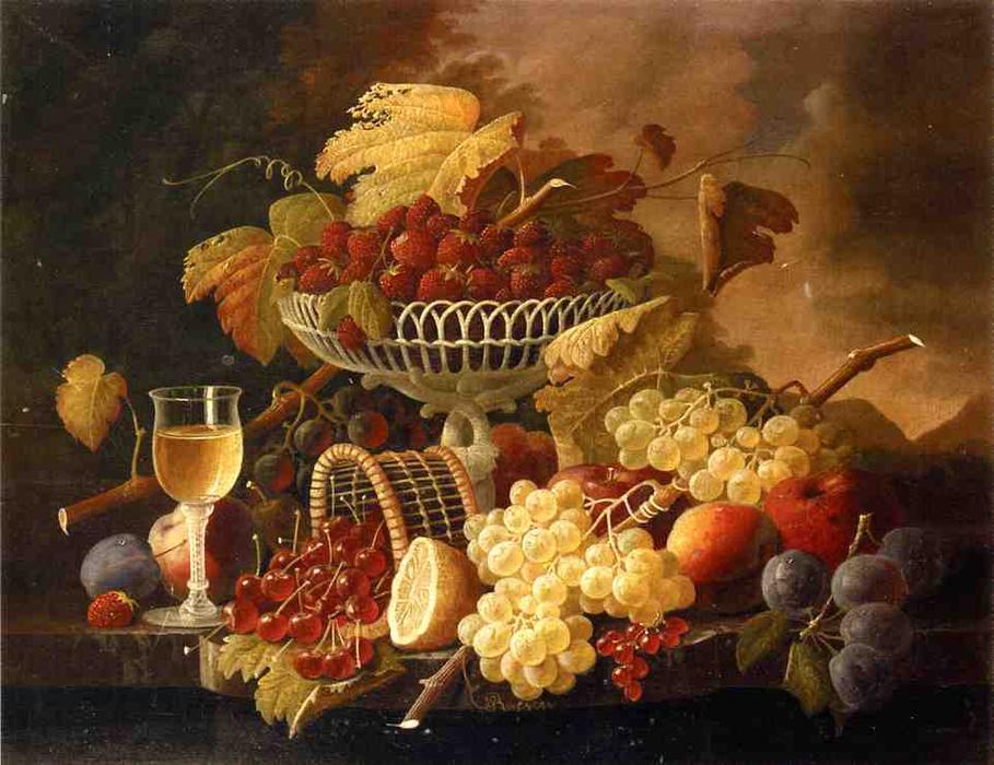 Still Life With Fruit And Wine Glass — Severin Roesen