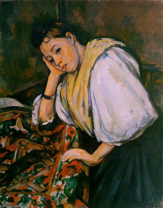 Junge Italienische Mädchen, Die Sich Auf Ihren Unterarm Ausruht, Um 1900, Koll — Paul Cézanne