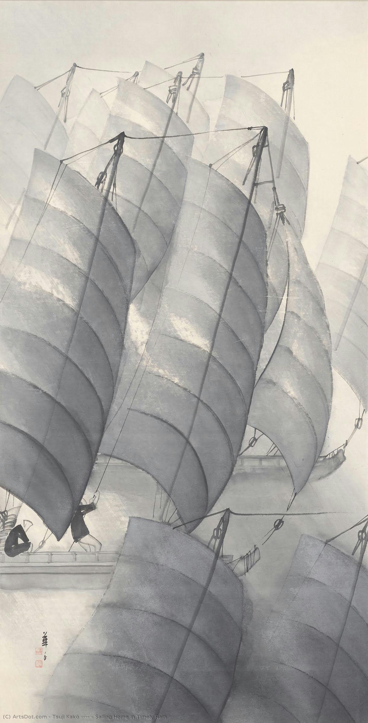 Sailing Home In Timely Rain — Tsuji Kakō 都路華香