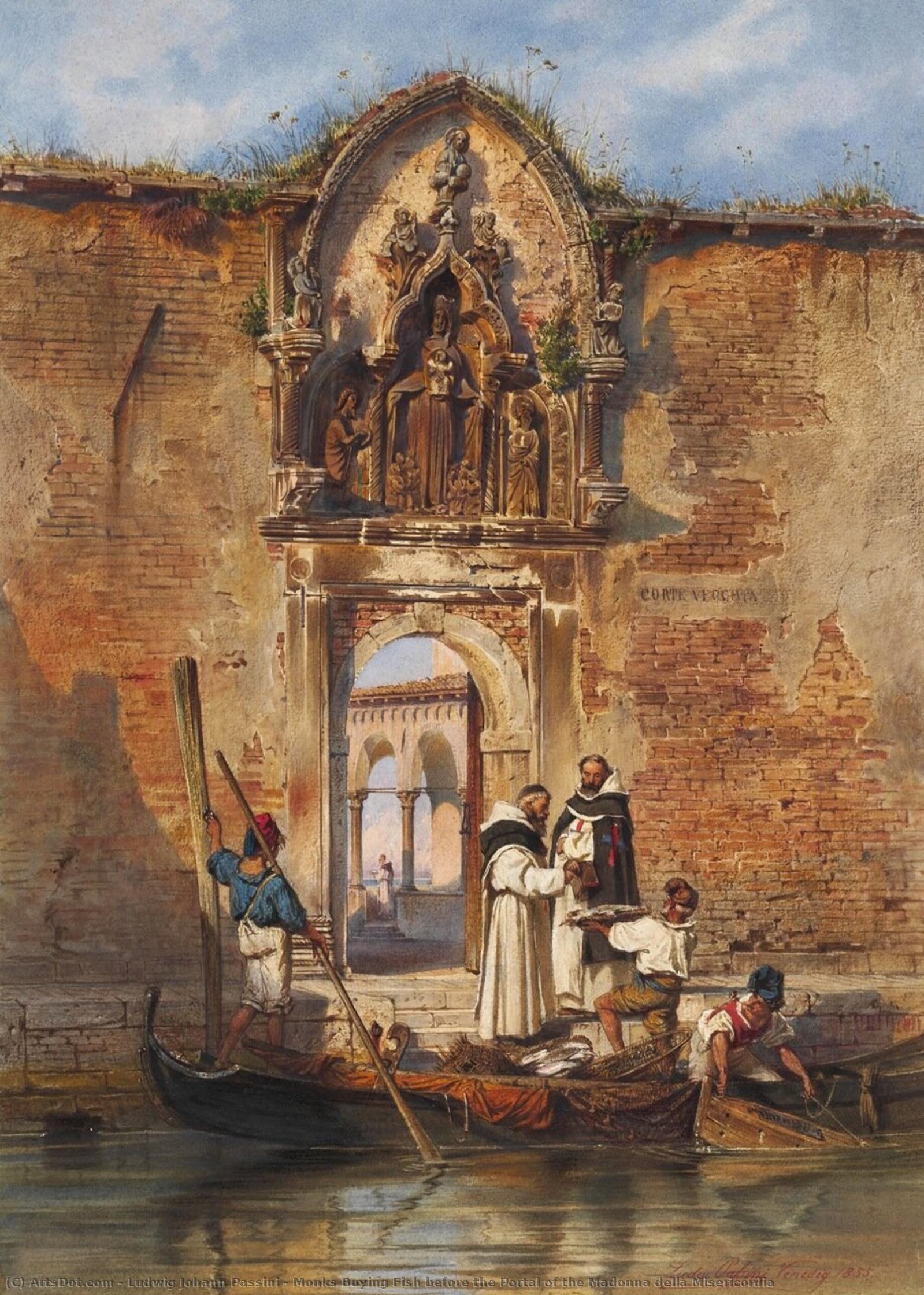 Monks Buying Fish Before The Portal Of The Madonna Della Misericordia — Ludwig Johann Passini